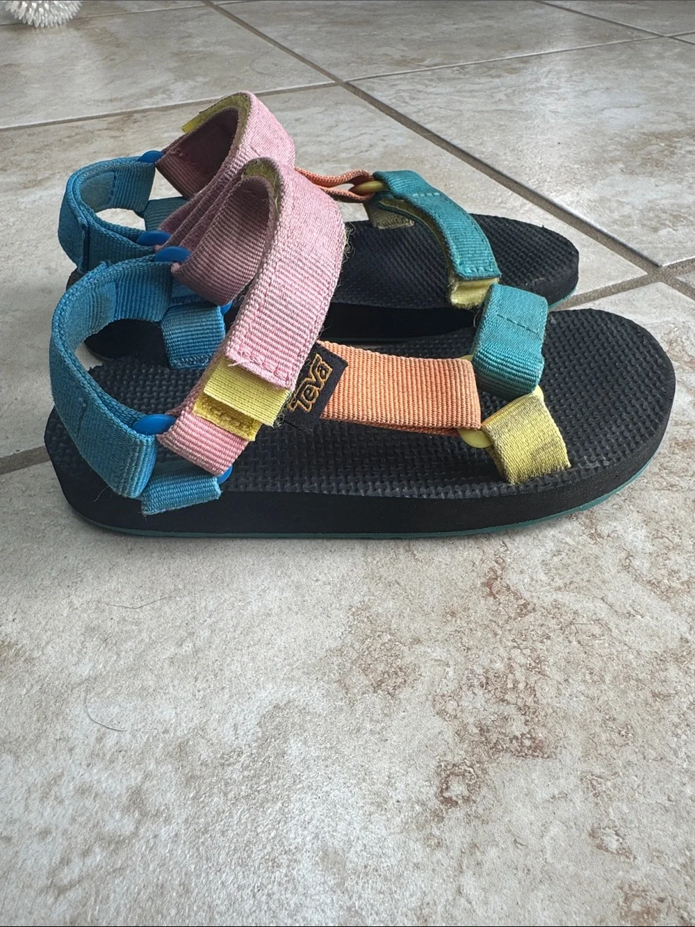 Teva Kids Multicolor Strap Sport Sandals in Pink, Teal, Orange, Yellow